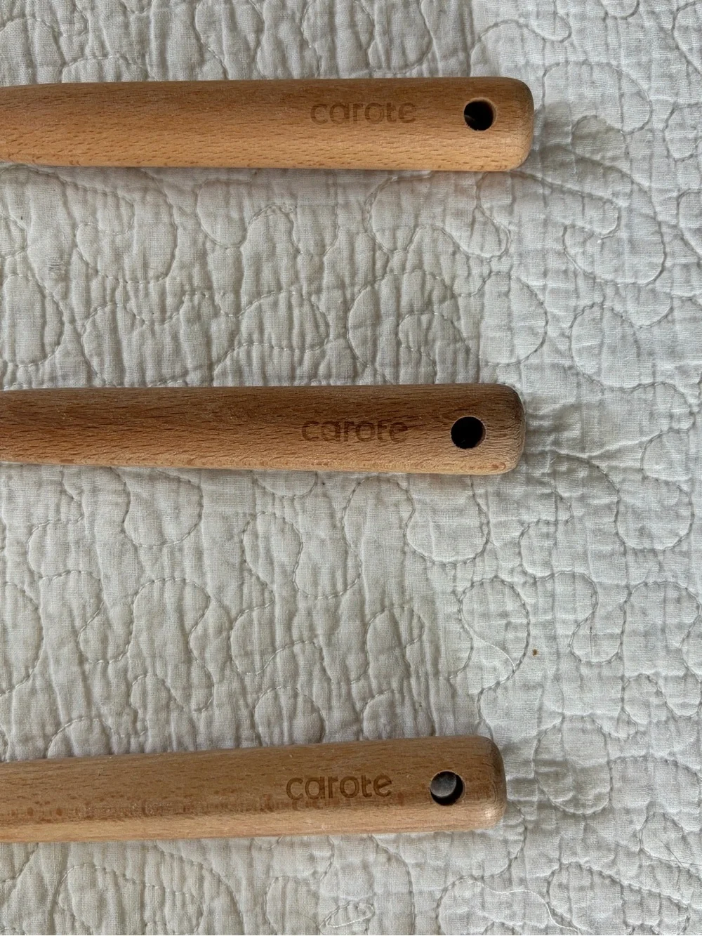 Carote Cream Silicone and Wood Cooking Utensil Set - 4-Piece